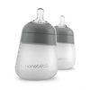 image:imageNanobb Flexy Silicone Baby Bottle AntiColic Natural Feel NonCollapsing Nipple NonTip Stable Base Easy to Clean 2Pack Teal 9ozGrey