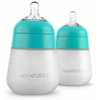 image:imageNanobb Flexy Silicone Baby Bottle AntiColic Natural Feel NonCollapsing Nipple NonTip Stable Base Easy to Clean 2Pack Teal 9ozTeal