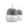 image:imageNanobb Flexy Silicone Baby Bottle AntiColic Natural Feel NonCollapsing Nipple NonTip Stable Base Easy to Clean 2Pack Teal 9ozGrey
