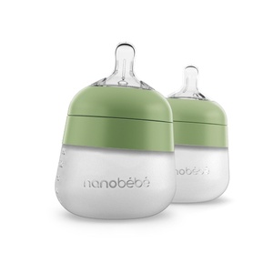image:imageNanobb Flexy Silicone Baby Bottle AntiColic Natural Feel NonCollapsing Nipple NonTip Stable Base Easy to Clean 2Pack Teal 9ozSage
