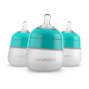 image:imageNanobb Flexy Silicone Baby Bottle AntiColic Natural Feel NonCollapsing Nipple NonTip Stable Base Easy to Clean 2Pack Teal 9ozTeal