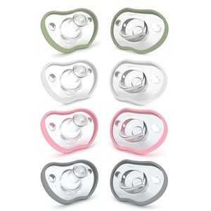 image:imageNanobebe Baby Pacifiers 03 Month  Orthodontic Curves Comfortably with Face Contour Award Winning for Breastfeeding Babies 100 Silicone Baby Registry Gift 8pk PinkGreySageWhite