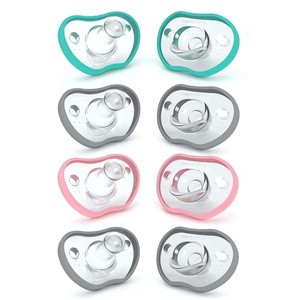 image:imageNanobebe Baby Pacifiers 03 Month  Orthodontic Curves Comfortably with Face Contour Award Winning for Breastfeeding Babies 100 Silicone Baby Registry Gift 8pk TealGreyPinkGrey