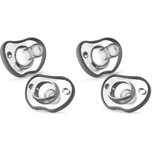 image:imageNanobebe Baby Pacifiers 03 Month  Orthodontic Curves Comfortably with Face Contour Award Winning for Breastfeeding Babies 100 Silicone Perfect Baby Registry Gift 2pkGrey2 Count Pack of 2