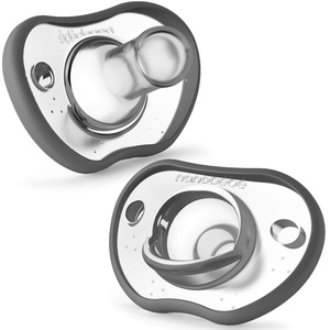 image:imageNanobebe Baby Pacifiers 03 Month  Orthodontic Curves Comfortably with Face Contour Award Winning for Breastfeeding Babies 100 Silicone Perfect Baby Registry Gift 2pkGrey2 Count Pack of 1
