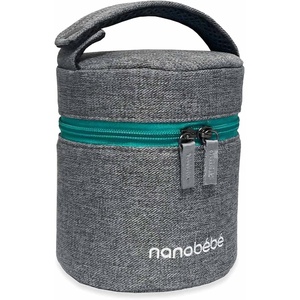 image:imageNanobebe Breastmilk Baby Bottle Cooler amp Travel Bag with Ice Pack  Grey