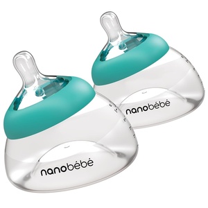 image:imageNanobebe Breastmilk Bottle Breastfeeding Newborn Breast Like Anti Colic Perfect Latch Preserves Breast Milk nutrients TwinPack TealTeal