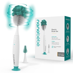image:imageNanobebe Electric Bottle Brush Cleaner  Baby Bottle Brush Electric Scrubber for Cleaning Brush for Baby Bottles  Rechargeable Includes Replaceable Brush Head