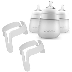 image:imageNanobebe Flexy Silicone Baby Bottle 3Pack White 9oz Bundled with Flexy Bottle Handles 2 Pack in White