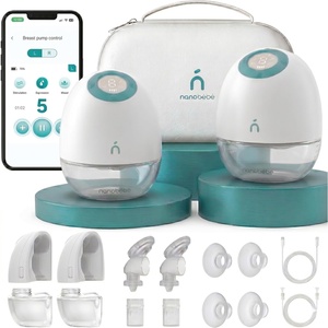 image:imageNanobebe Wearable Breast Pump Hands Free Wireless Electric Breast Pump Smart App Controlled Pump Quiet Portable Multiple Modes 1Pack2 Pack