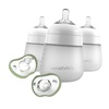 image:imageNanobebe Flexy Silicone Baby Bottle 3Pack 9oz in White with Baby Pacifiers 03 Month 2Pack in Sage