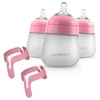 image:imageNanobebe Silicone Baby Bottles 9oz 3pk Pink Bundled with Bottle Handles 2Pack Pink