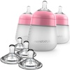 image:imageNanobebe Silicone Baby Bottles 9oz 3pk Pink Bundled with Silicone Baby Bottles Nipples 4pk Y Cut
